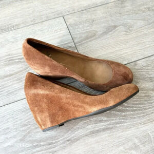 Franco  Sarto Brown Suede Leather Wedges